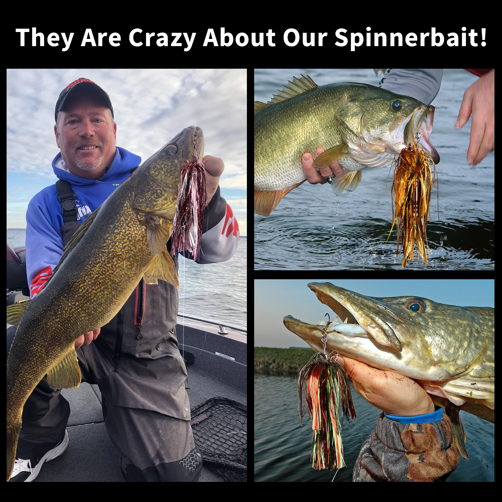 Spinnerbait Musky Bucktail de doble aspa para lubina y trucha - imagen 4