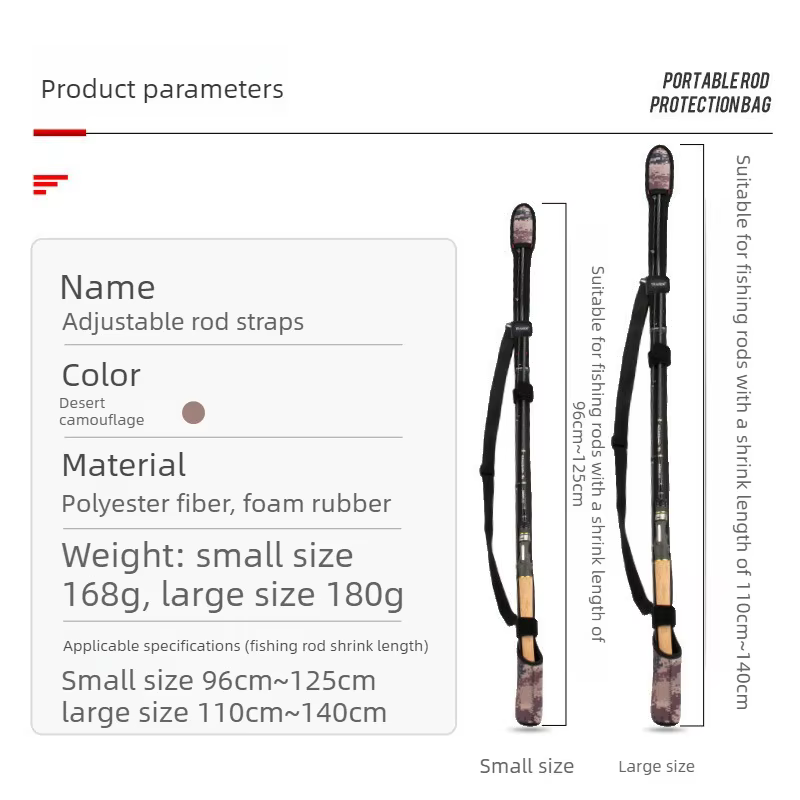 QAJTAO Funda para caña de pesca ajustable y bandolera - imagen 4