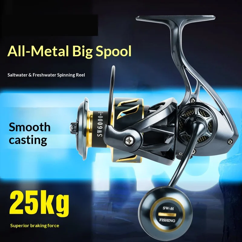 Carrete giratorio de spinning metálico sin holgura para pesca en mar - imagen 2