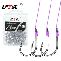 FTK Anzuelo curvado redondo con anillo - Acero al carbono para mar