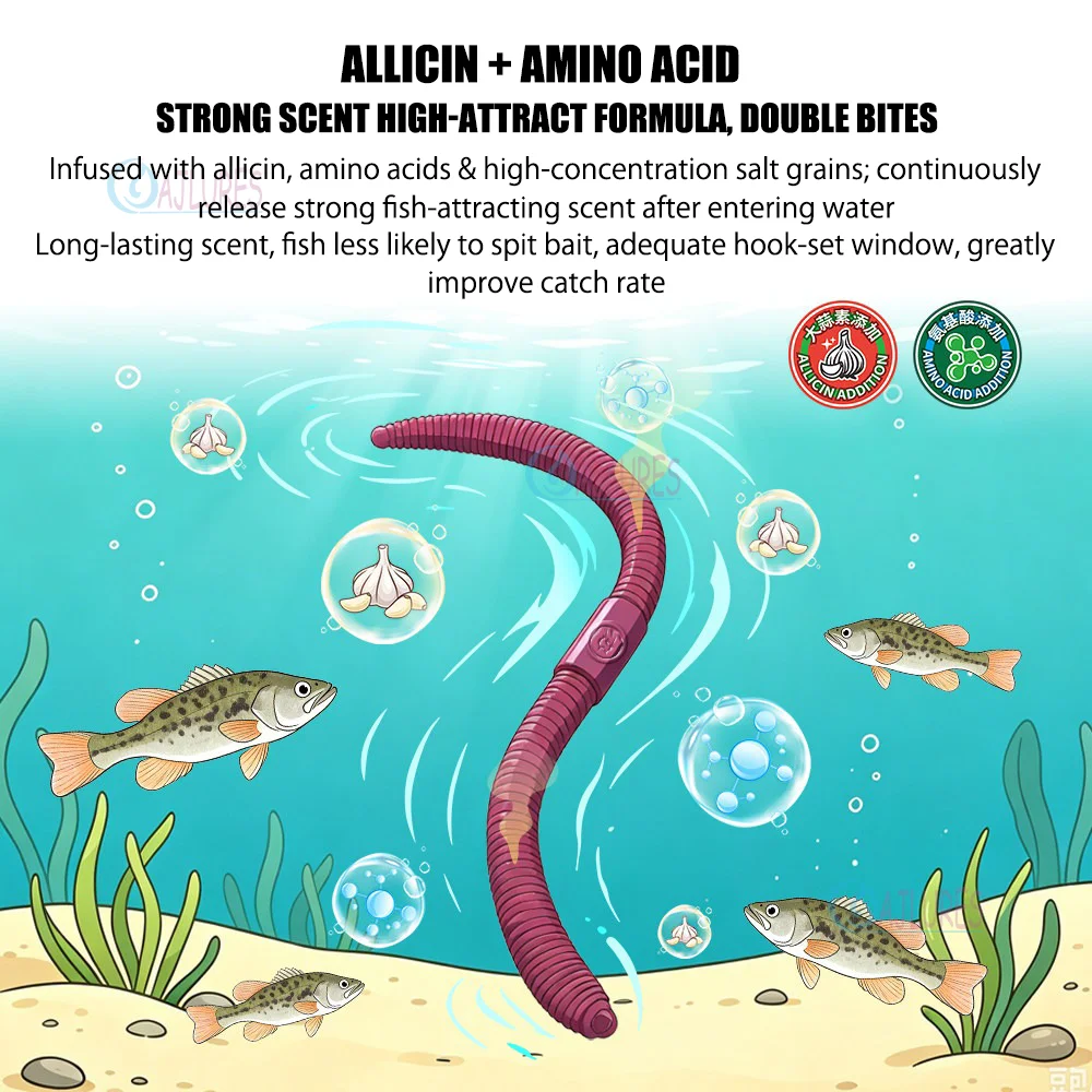 Señuelo vinilo lombriz para lubina Wacky Neko Rig biónico con allicina - imagen 3