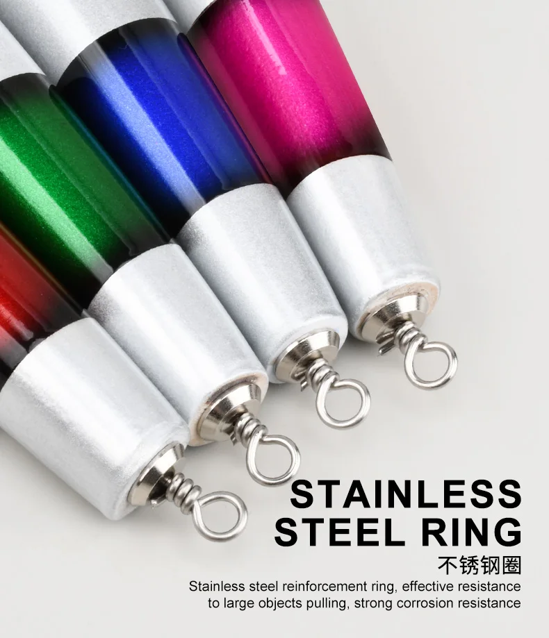 Anillos guía de acero inoxidable en el señuelo popper