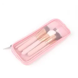 Estuche de viaje para brochas de maquillaje con cierre y malla