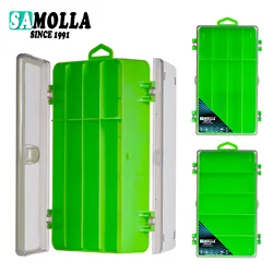Caja de pesca doble cara para cebos con compartimentos resistentes