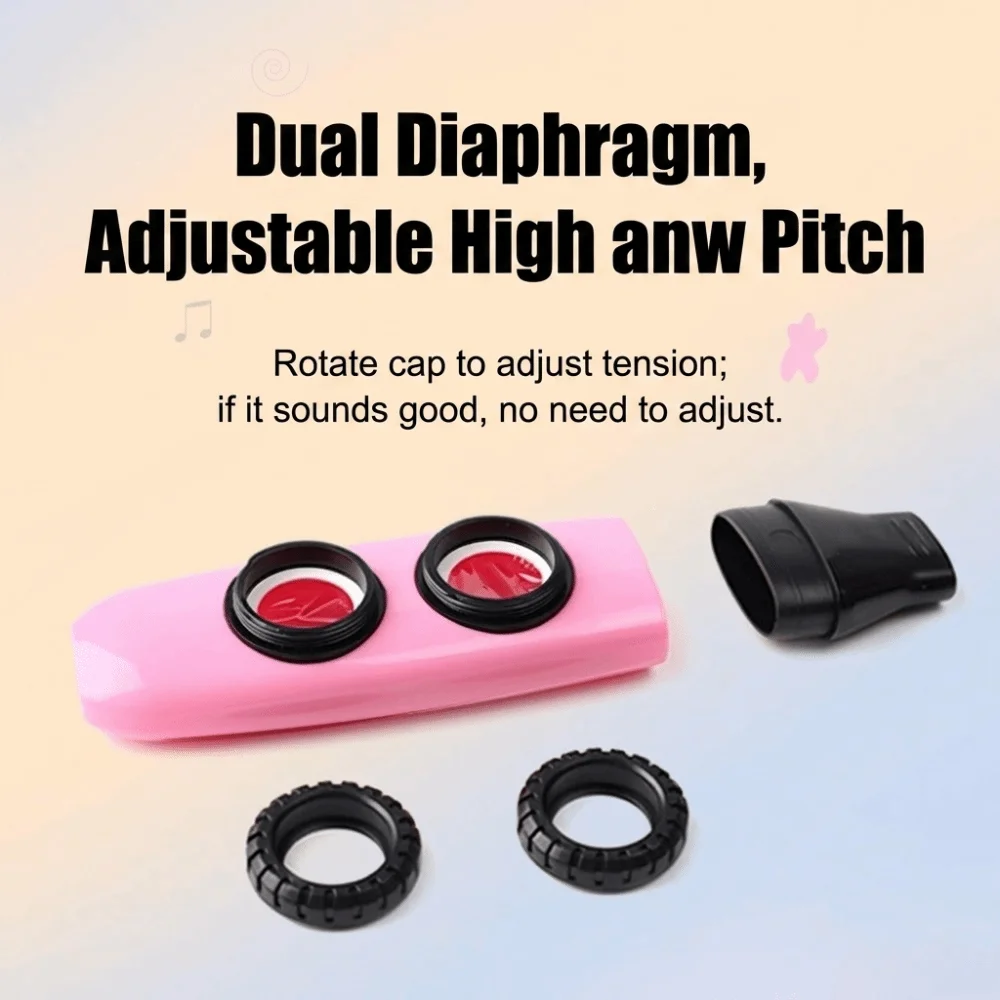 Kazoo ajustable de doble orificio brillante con dos membranas