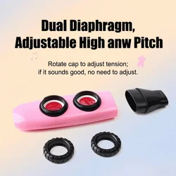 Kazoo ajustable de doble orificio brillante con dos membranas