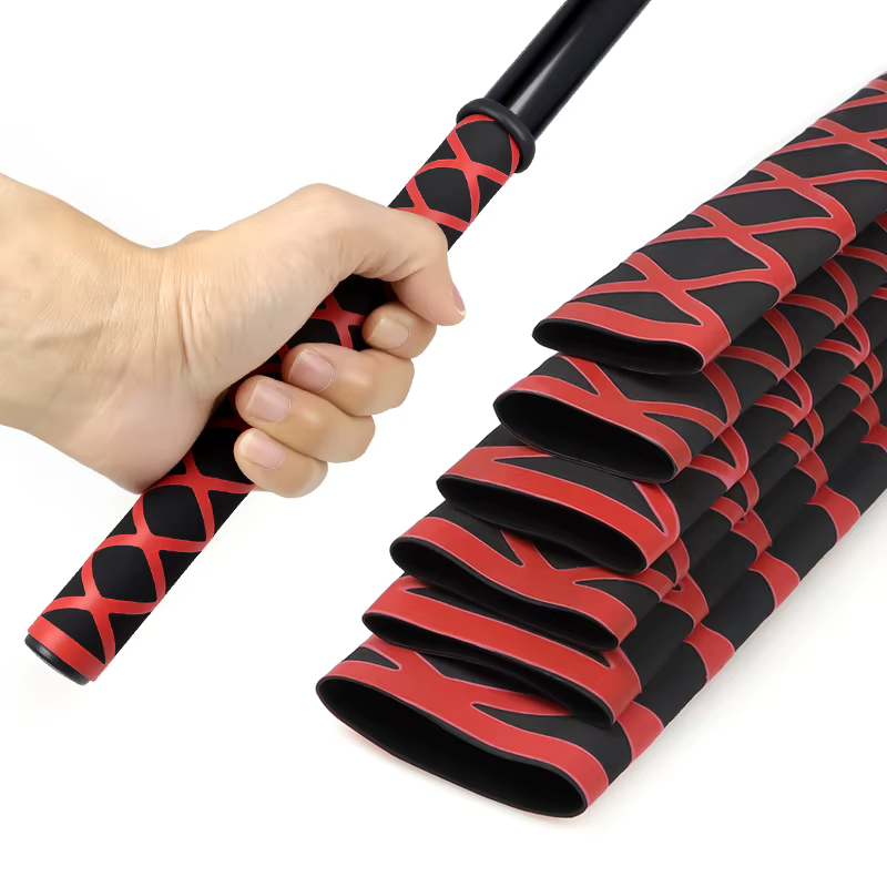Tubo Termocontraíble Antideslizante para Mango Caña de Pescar – Rojo Negro - imagen 3