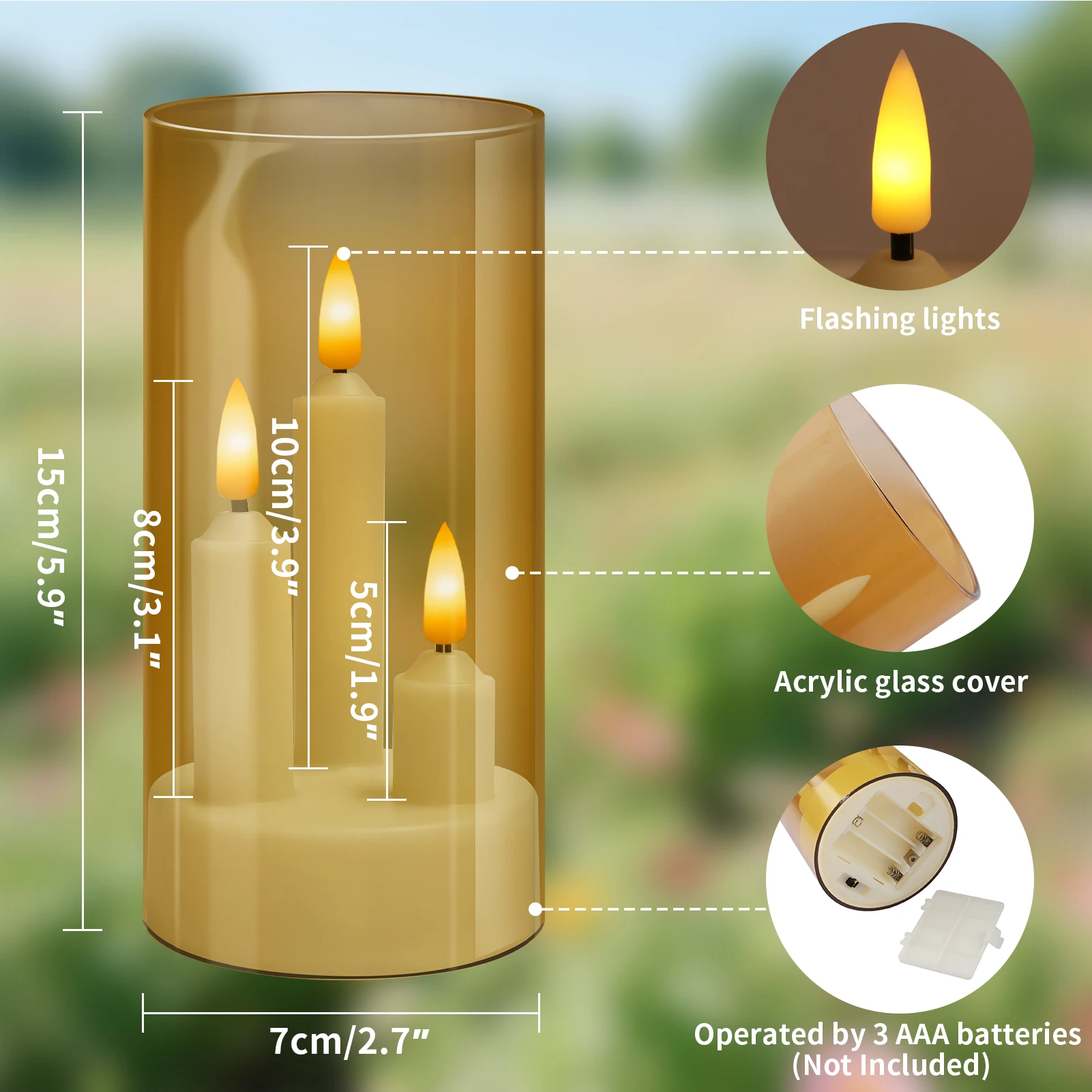 Velas cónicas LED en diferentes entornos decorativos