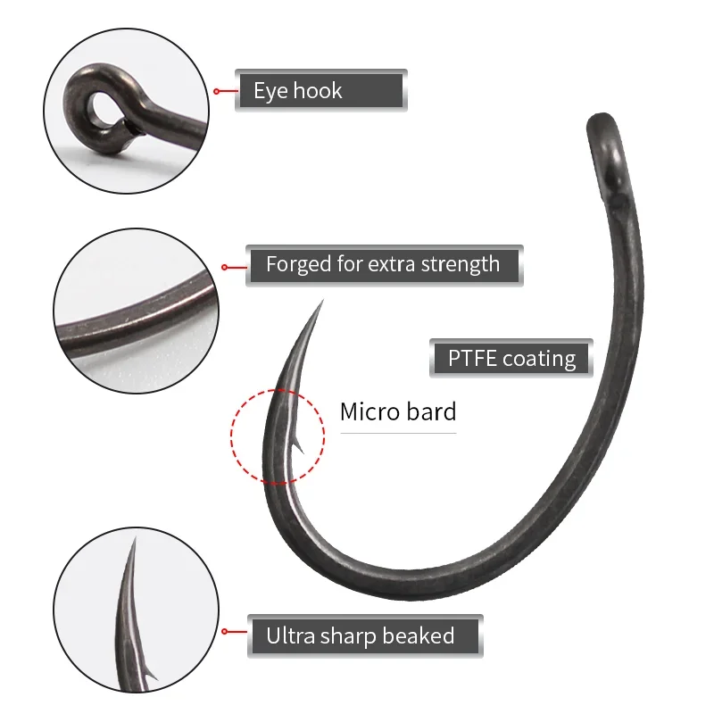 Anzuelos carpa PTFE micro sin púas - imagen 3