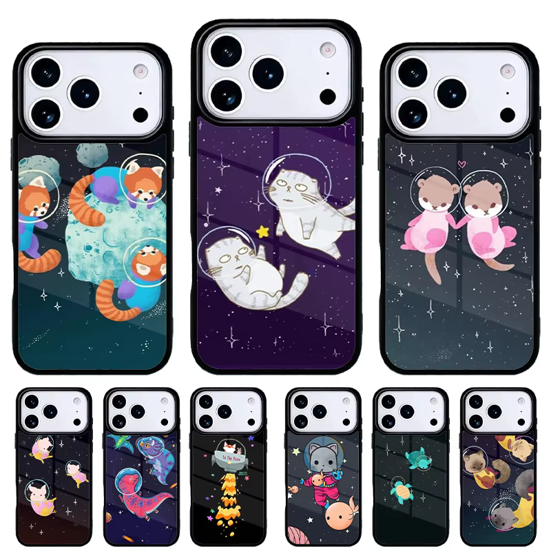 Funda iPhone con diseño Space Turtles, Bunny y Otters para Pro