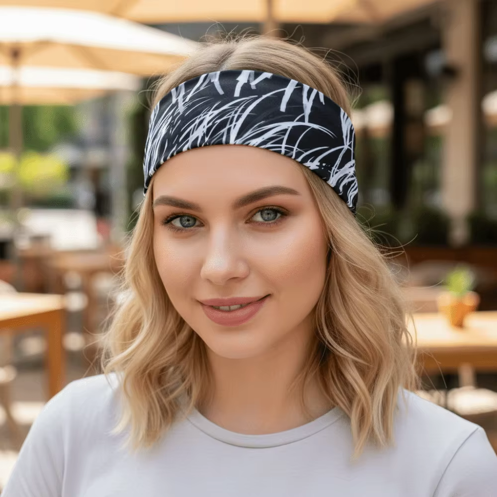 Diadema deportiva elástica con estampado grafiti absorbente de sudor - imagen 2