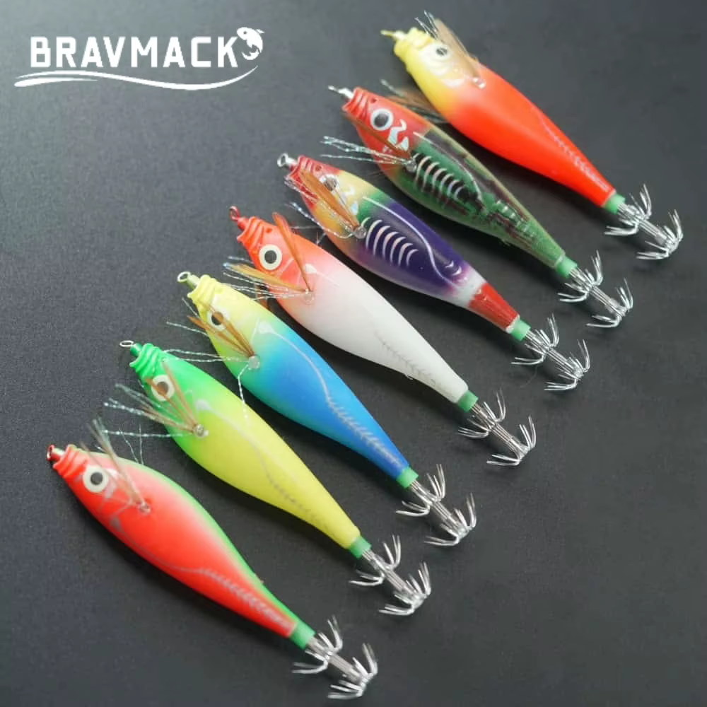 Jigs de Camarón Luminosos Bravmack para Pesca de Calamar