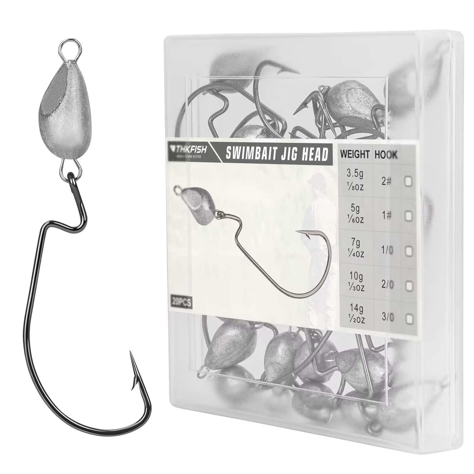 THKFISH Anzuelos Compensados Cabeza de Plomo – Púas 3/0 para Vinilos