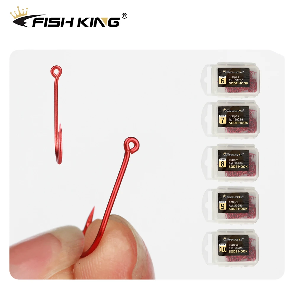 FISH KING Anzuelos Anillados Carpa – Soporte Cebo Rojo - imagen 2
