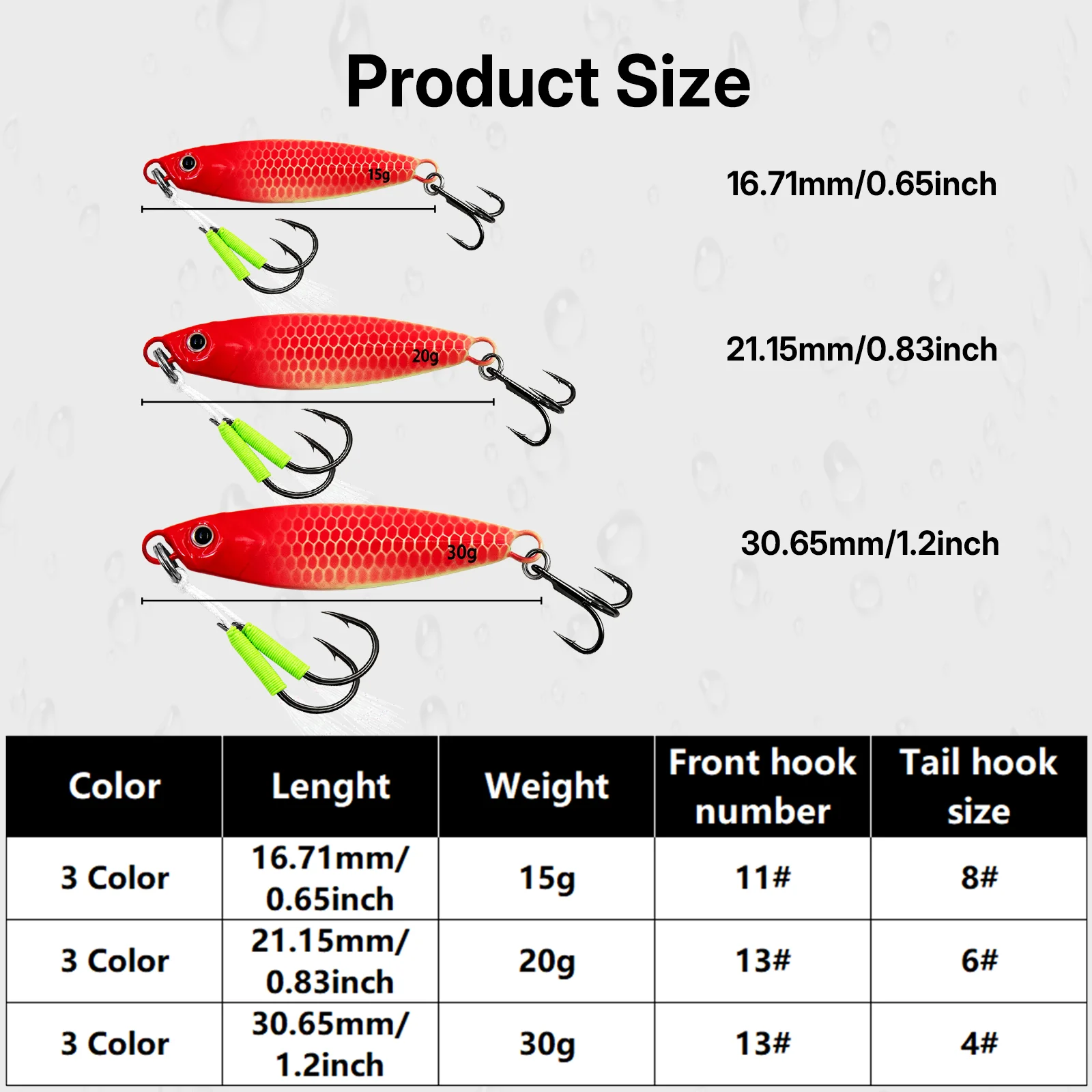 FishTrip señuelo jig luminoso doble anzuelo metálico caída lenta - imagen 3