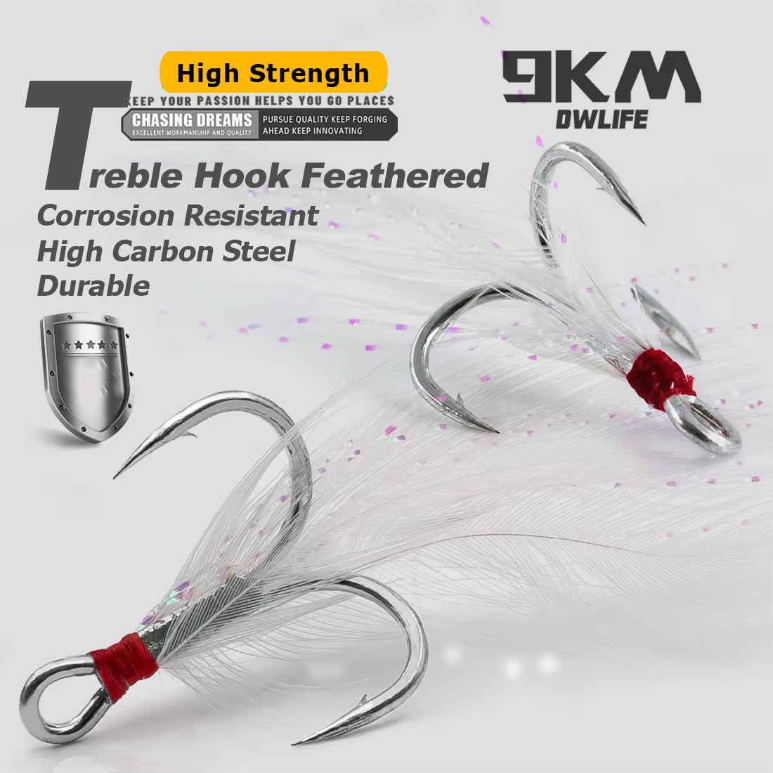 9KM Anzuelos Triples de Plumas – Para Cucharas Giratorias y Crankbait