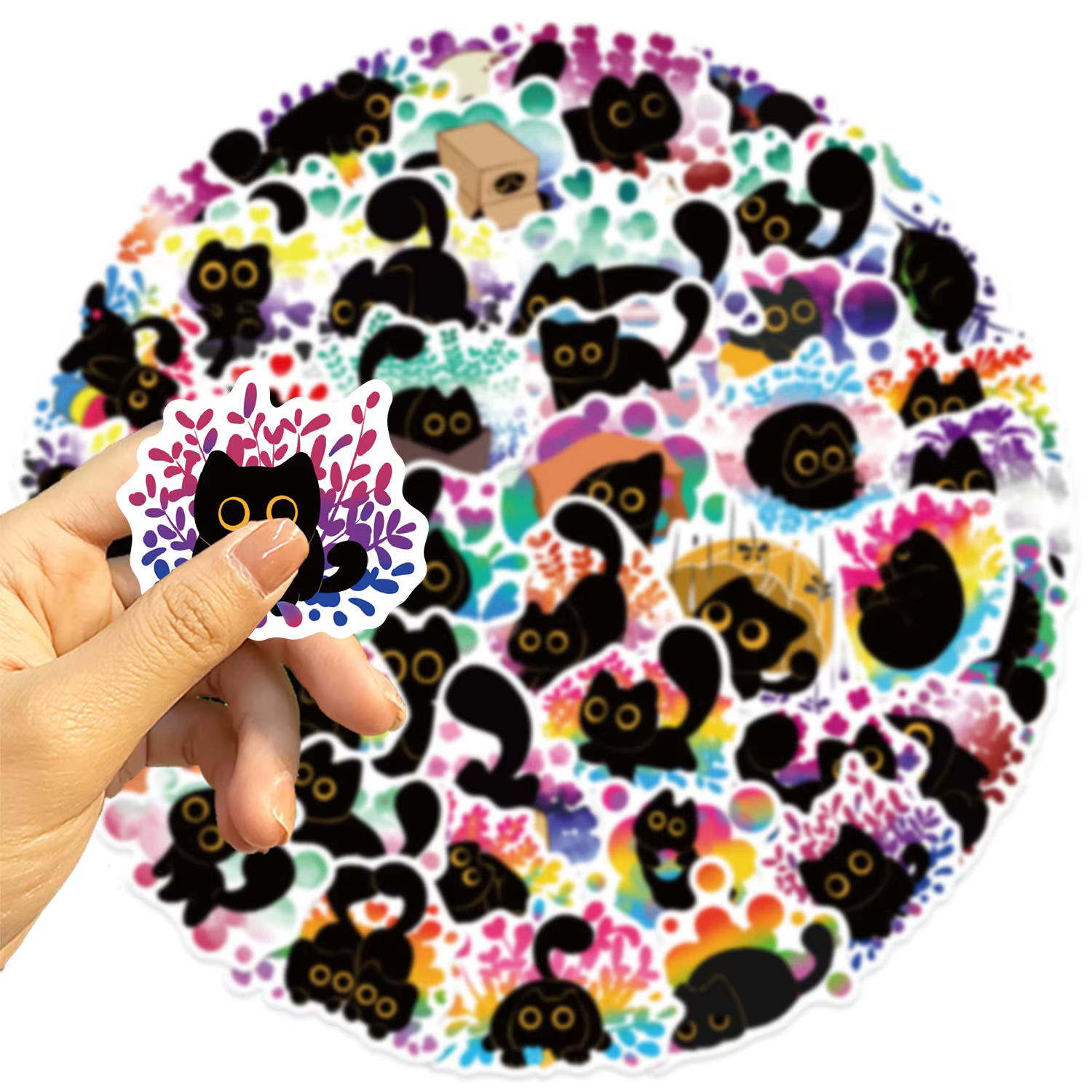 Pegatinas impermeables gato negro grafiti para móvil taza y equipaje - imagen 5
