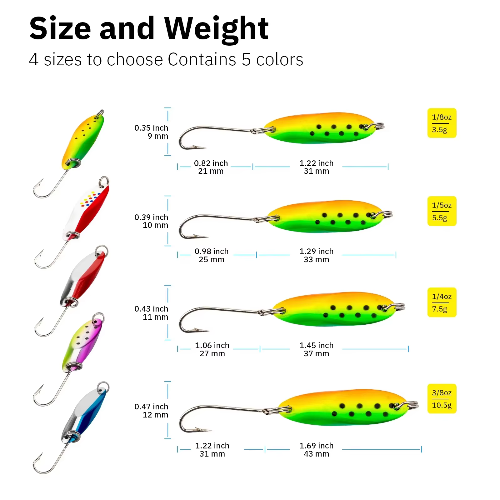 THKFISH Cucharas Metálicas de Pesca para Trucha y Lucio