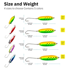 THKFISH Cucharas Metálicas de Pesca para Trucha y Lucio