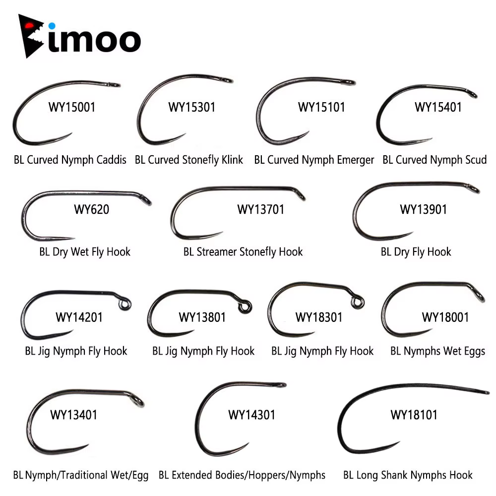 Bimoo anzuelo sin púas para moscas – acero al carbono ninfa stonefly - imagen 3