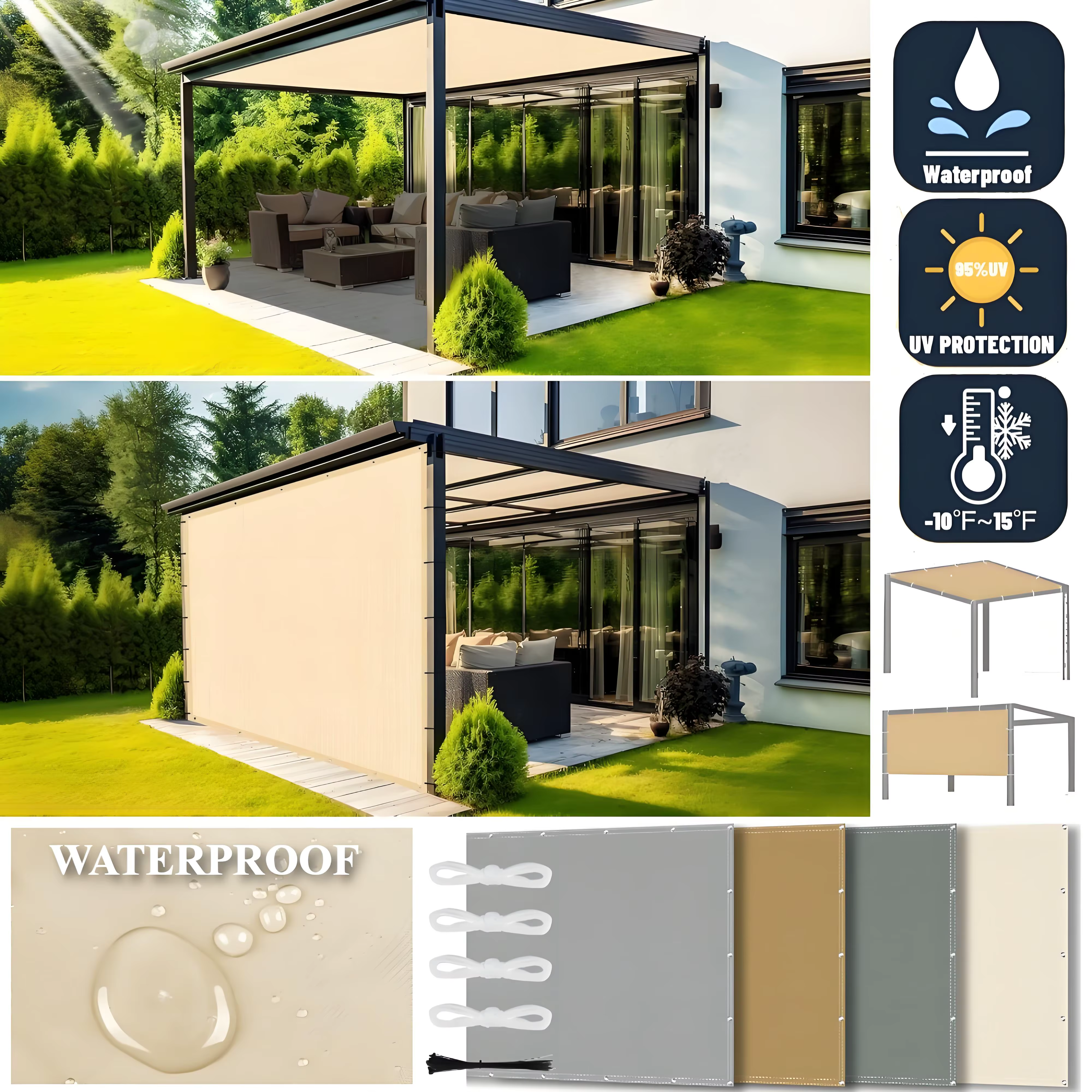 Vela de Sombra Impermeable con Protección UV para Jardín y Pérgola - imagen 5