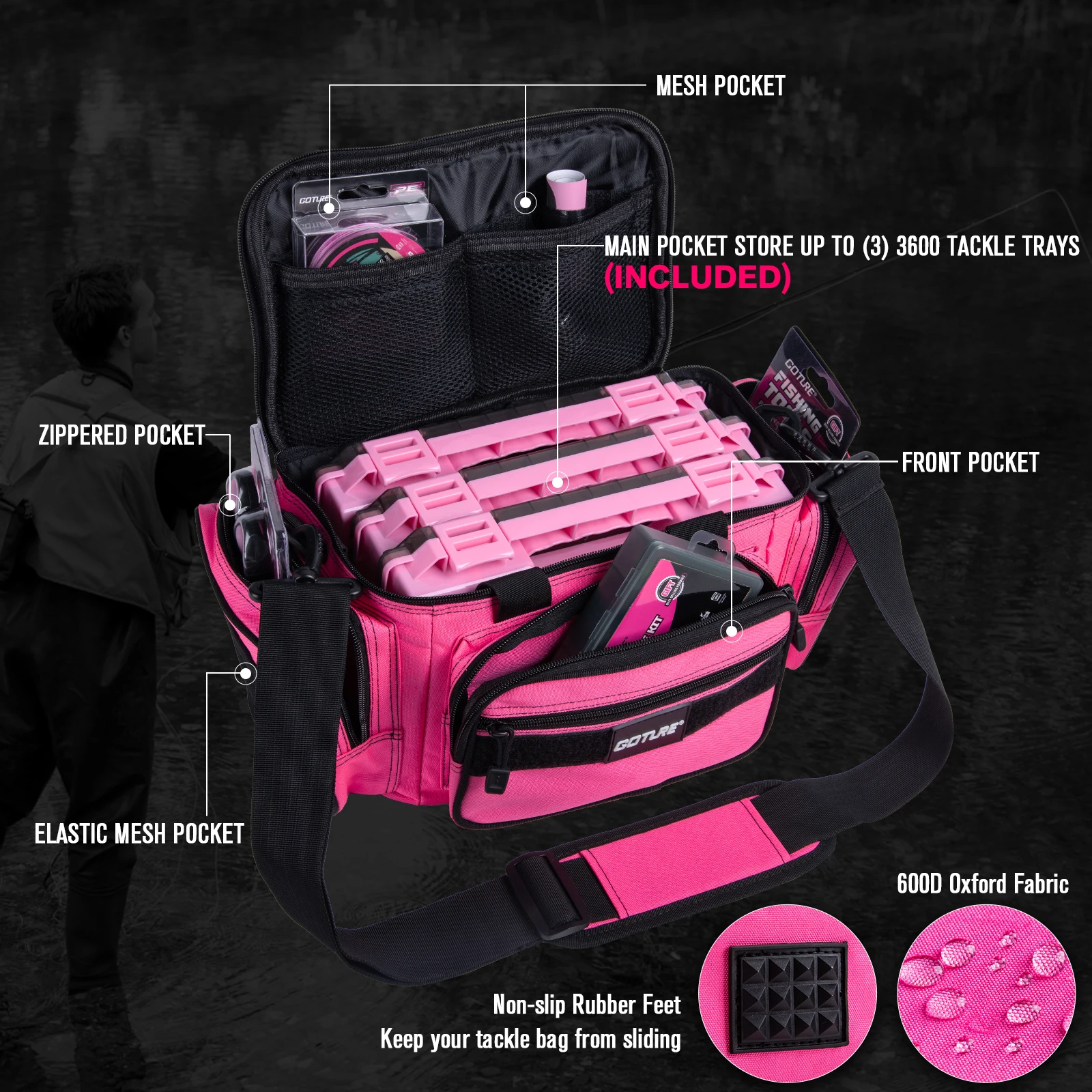 Carrete giratorio del kit de pesca Goture