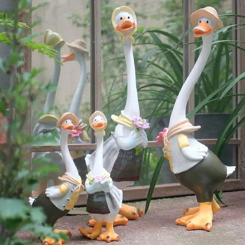 Estatua de pato en resina para jardín – Decoración artesanal - imagen 5