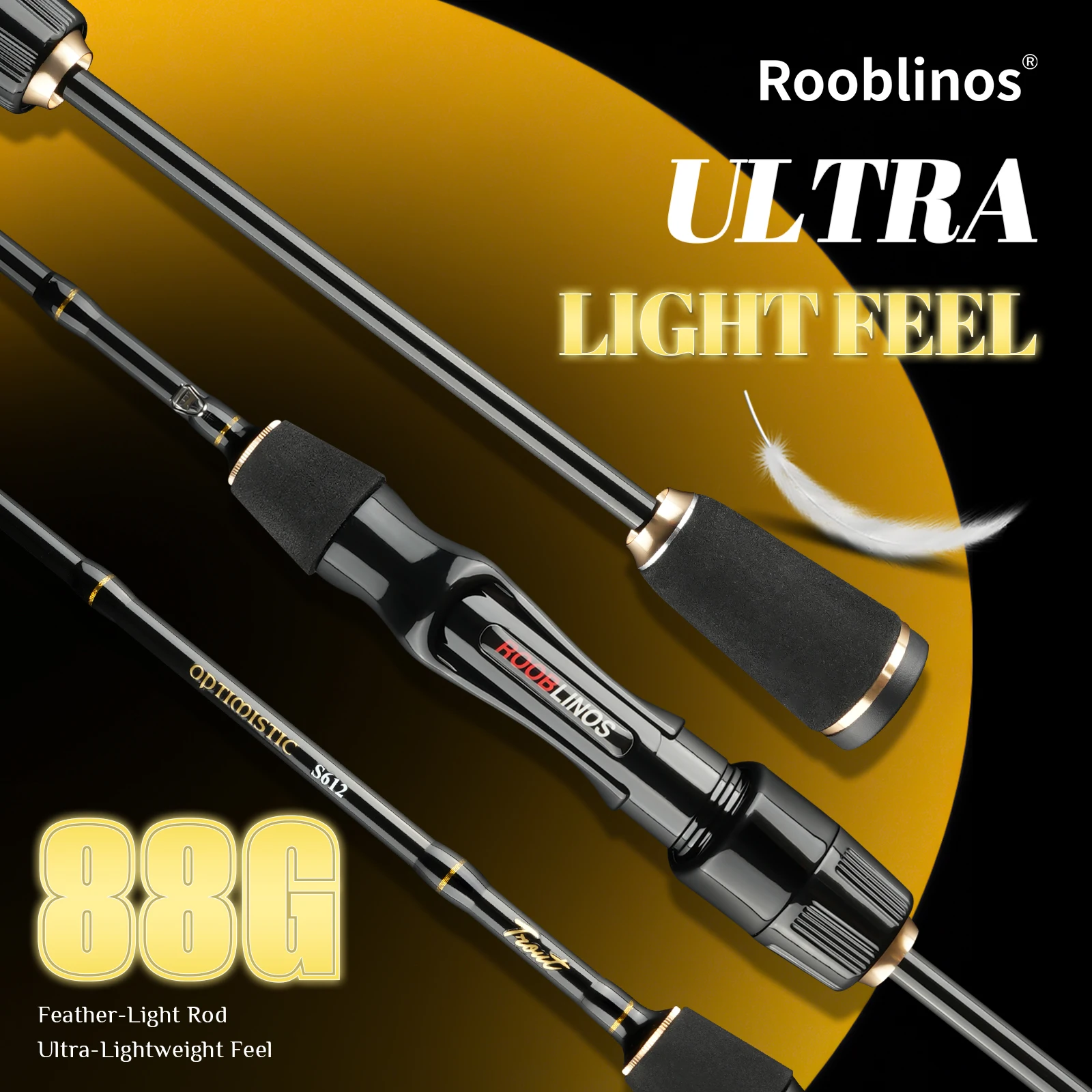 ROOBLINOS Caña de Trucha de Carbono ultraligera, acción rápida - imagen 3
