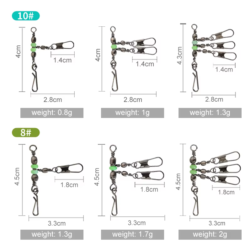 Jig head de calamar giratorio con rodamiento y accesorios a presión - imagen 3