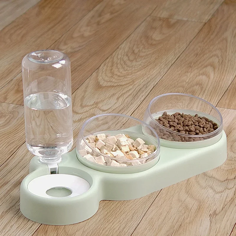 Comedero doble con soporte elevado para perros y gatos