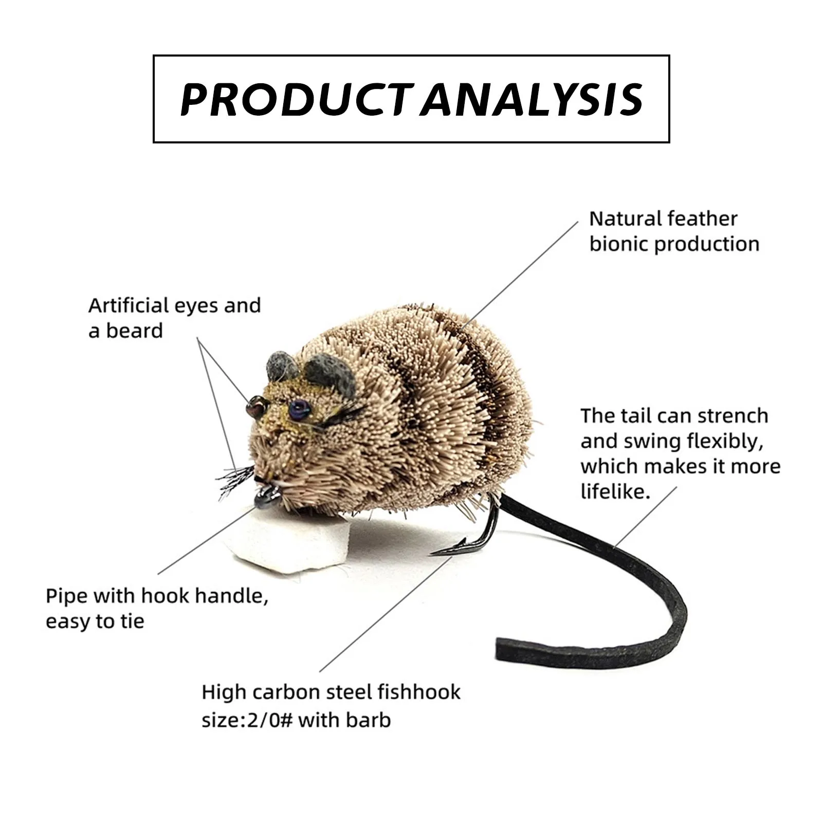 Primer plano del anzuelo con púas del Bluff Mouse