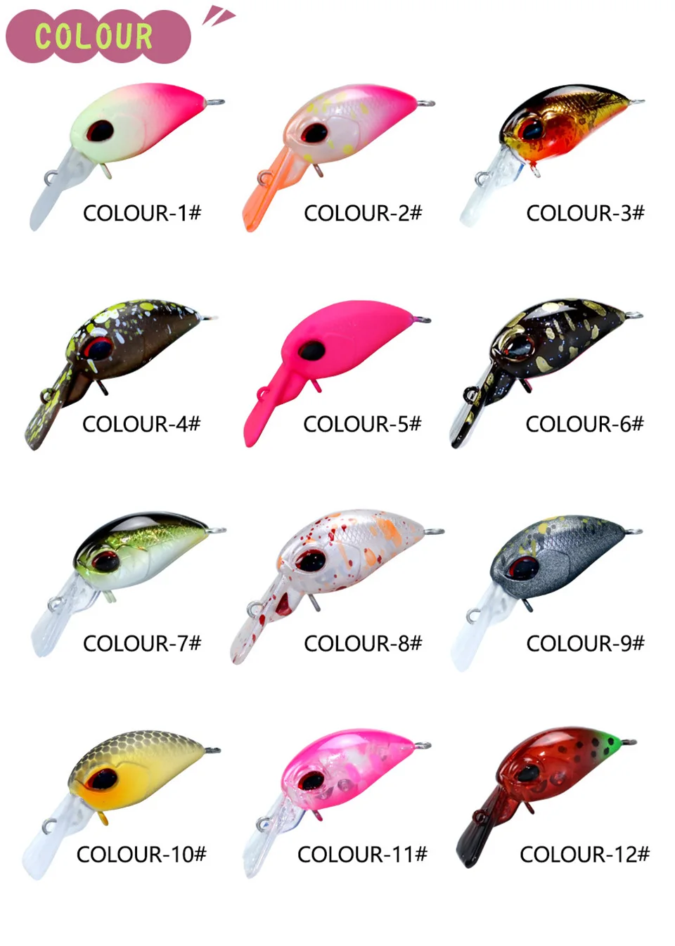 Colección de colores disponibles del señuelo HISTOLURE para diferentes condiciones de agua