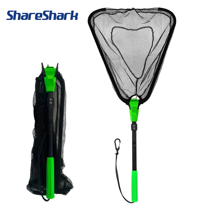 Red de aterrizaje plegable triangular ShareShark con mango telescópico