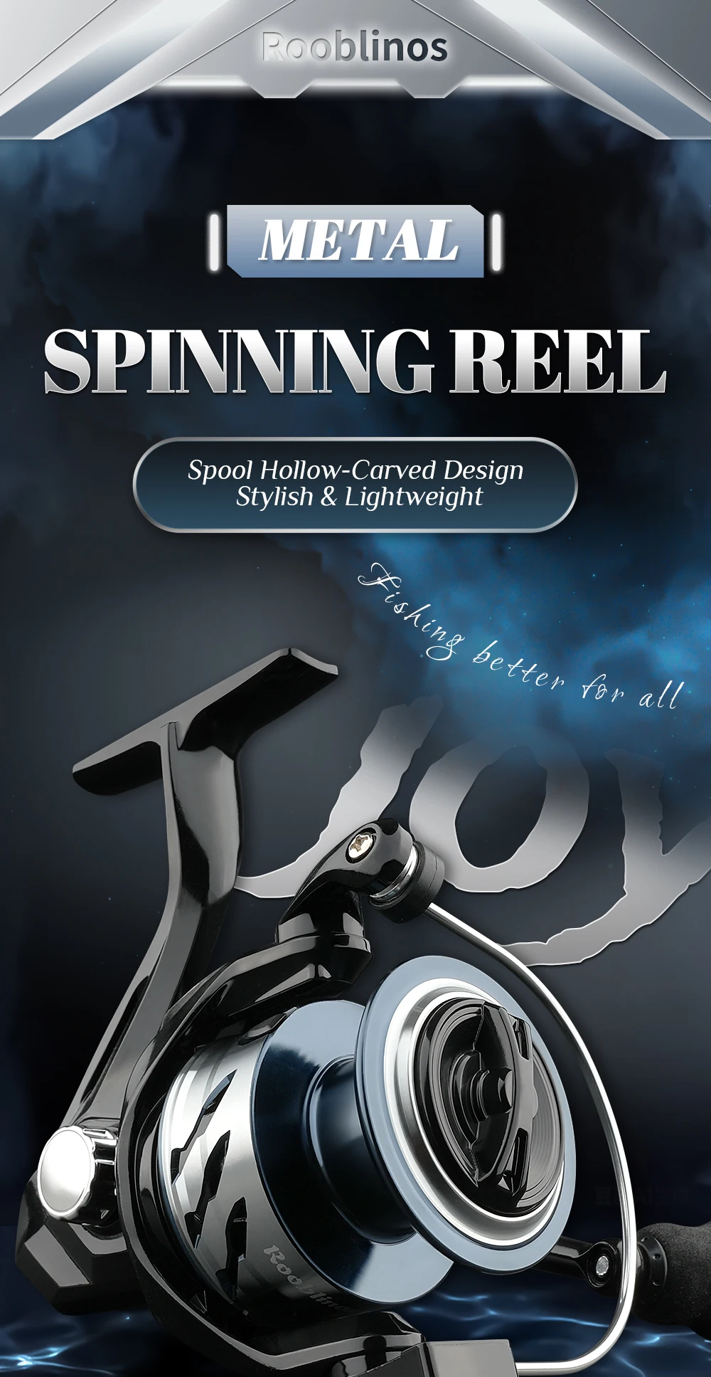 Carrete de pesca giratorio ROOBLINOS JOY con relación 5.2:1