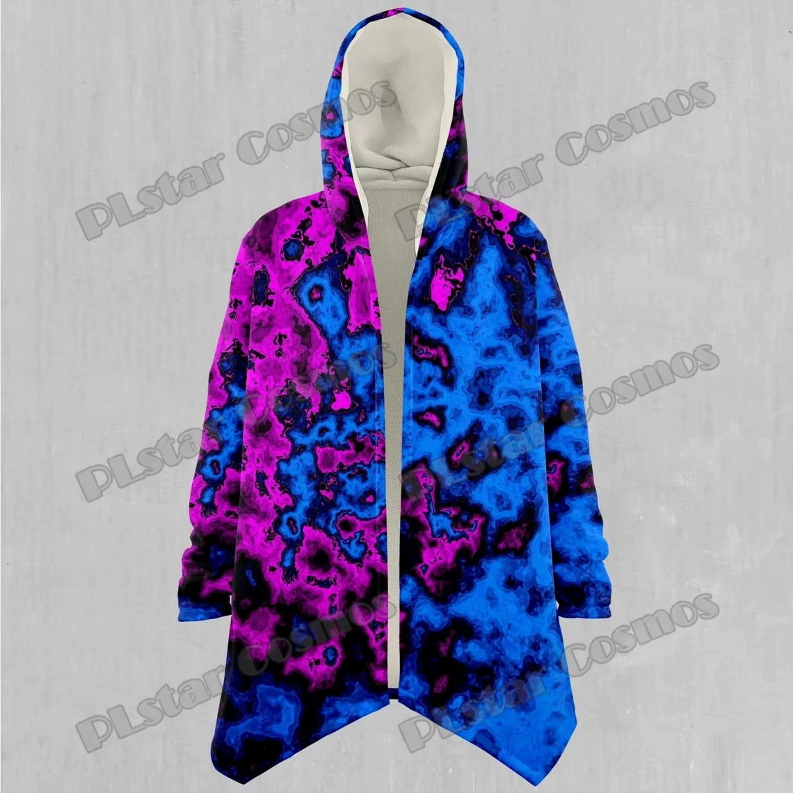 Capa con capucha Sherpa 3D psicodélica geocídica, invierno gruesa - imagen 2