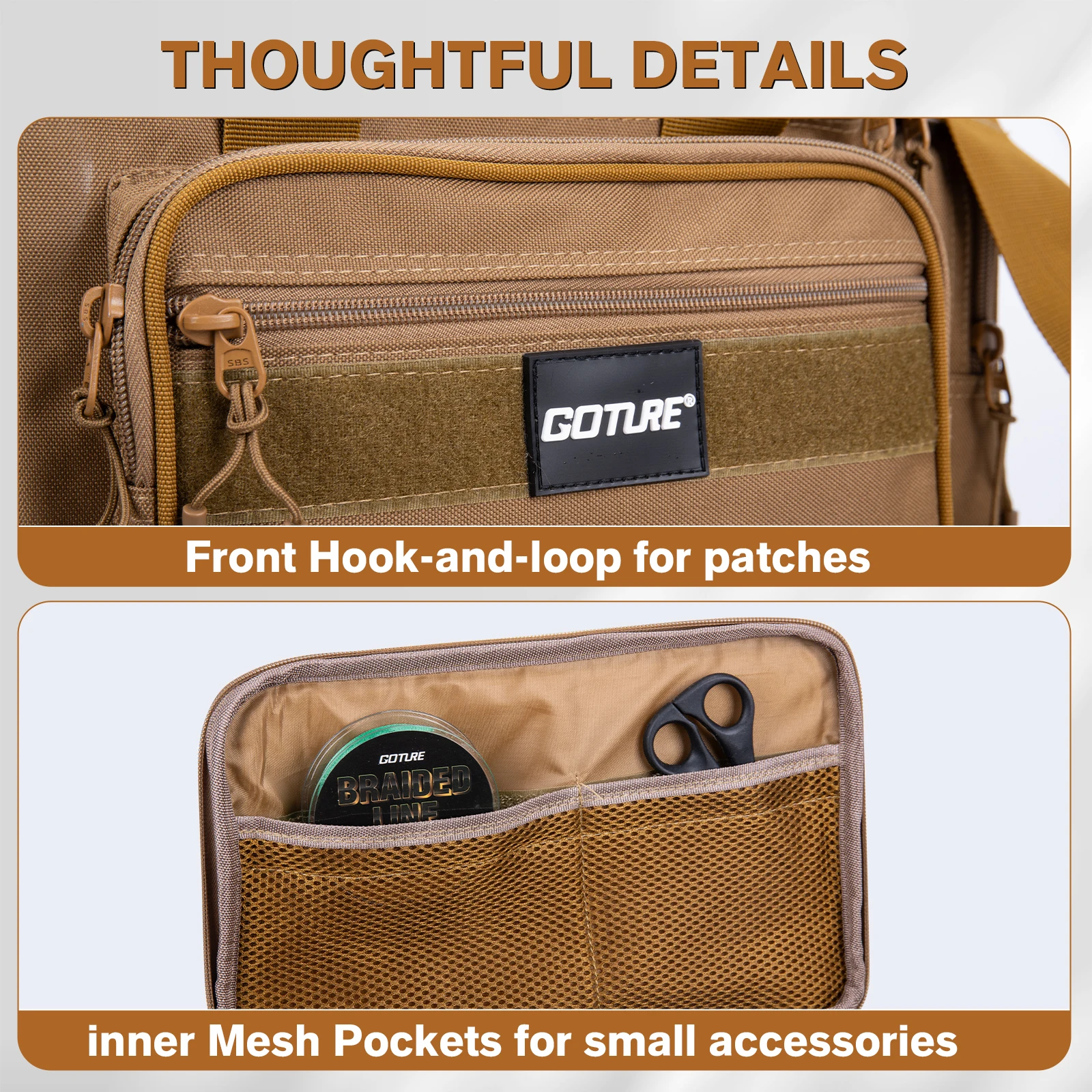 Goture Oxford 600D Bolsa de Pesca Impermeable con Soporte y Bolsillos - imagen 4