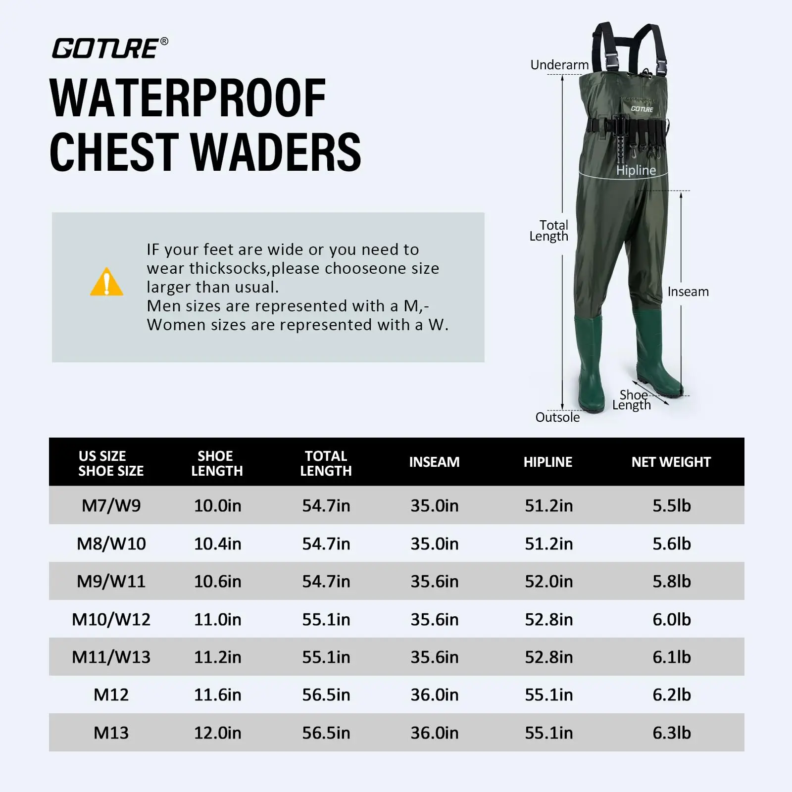 Goture Botas de pesca impermeables con cinturón y bolsa seca - imagen 5