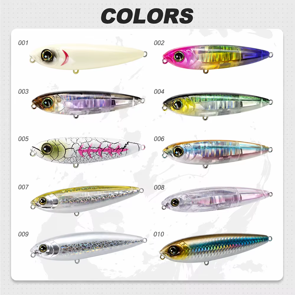 D1 Topwater 3DR Señuelo lápiz para lubina 80/100 mm reflectante