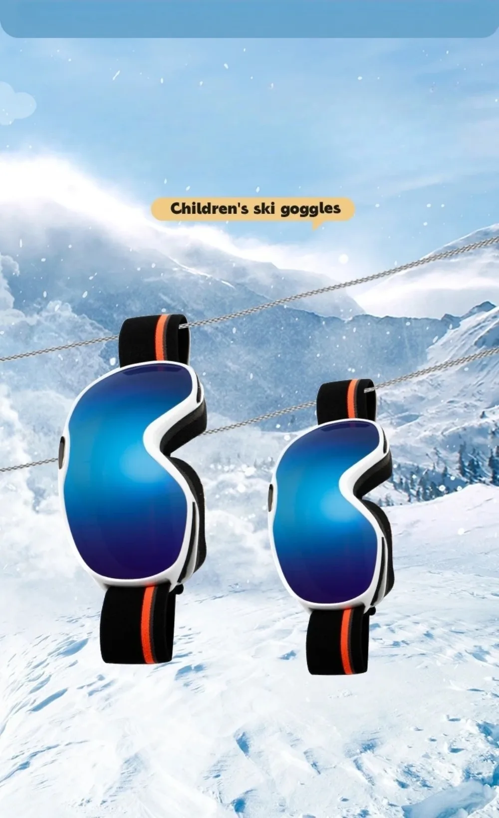 Detalle de las gafas de esquí infantiles