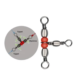 Conector tres vías con anillo giratorio – Acero carbono para pesca deportiva