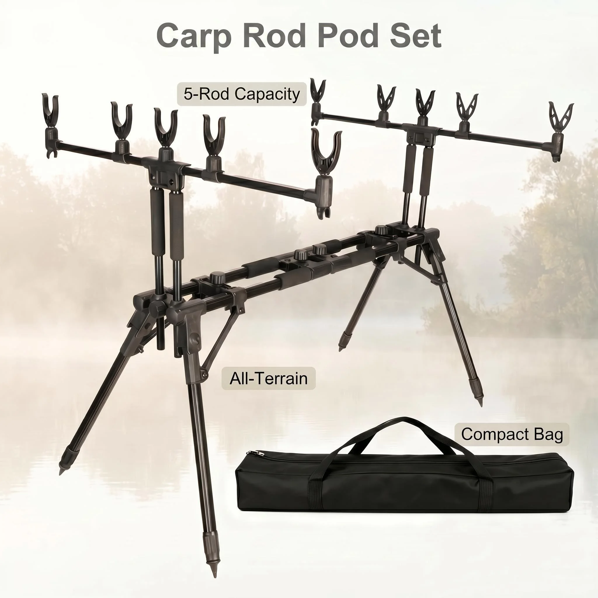 Trípode extensible para 5 cañas