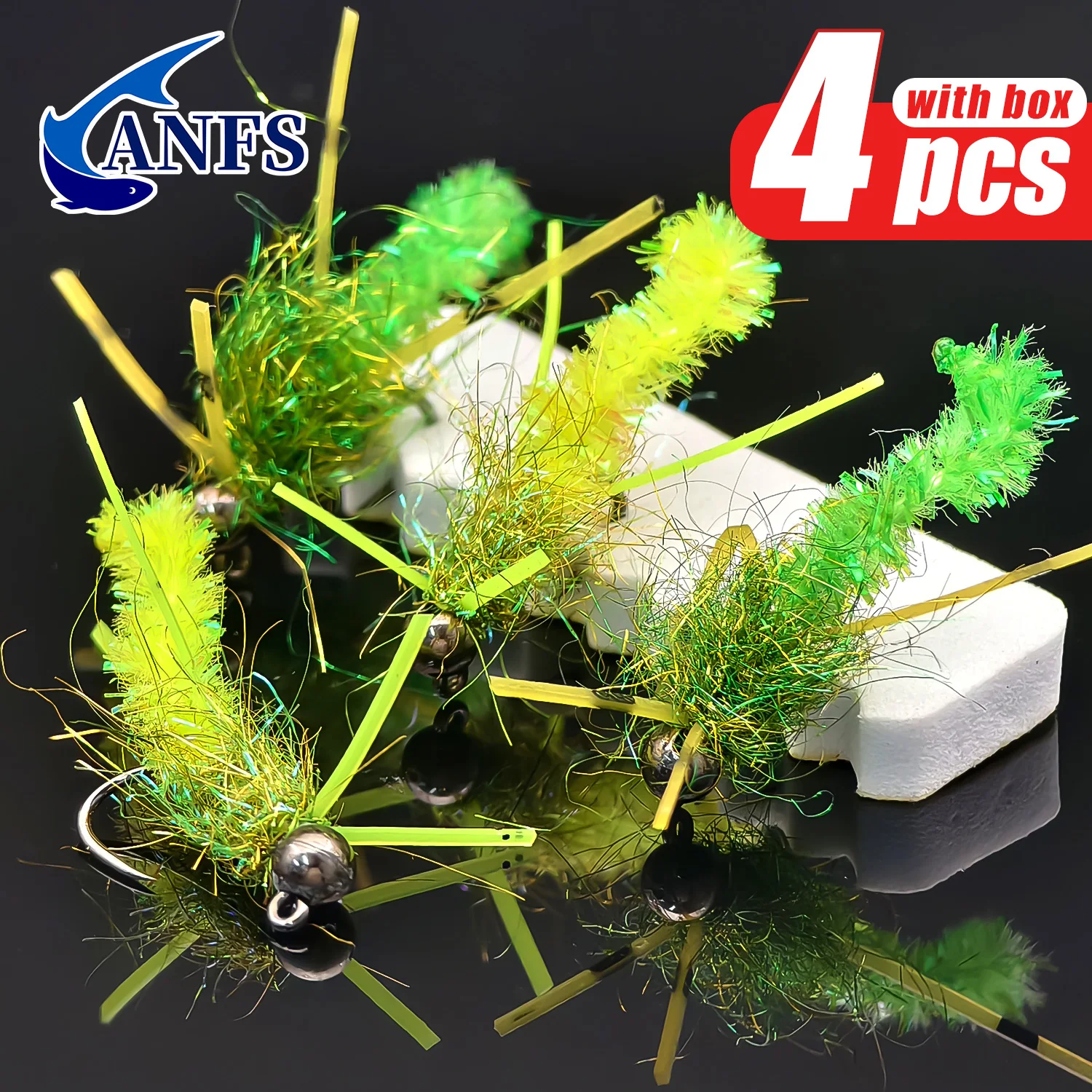 Set de moscas ANFS con cuentas de tungsteno en colores surtidos