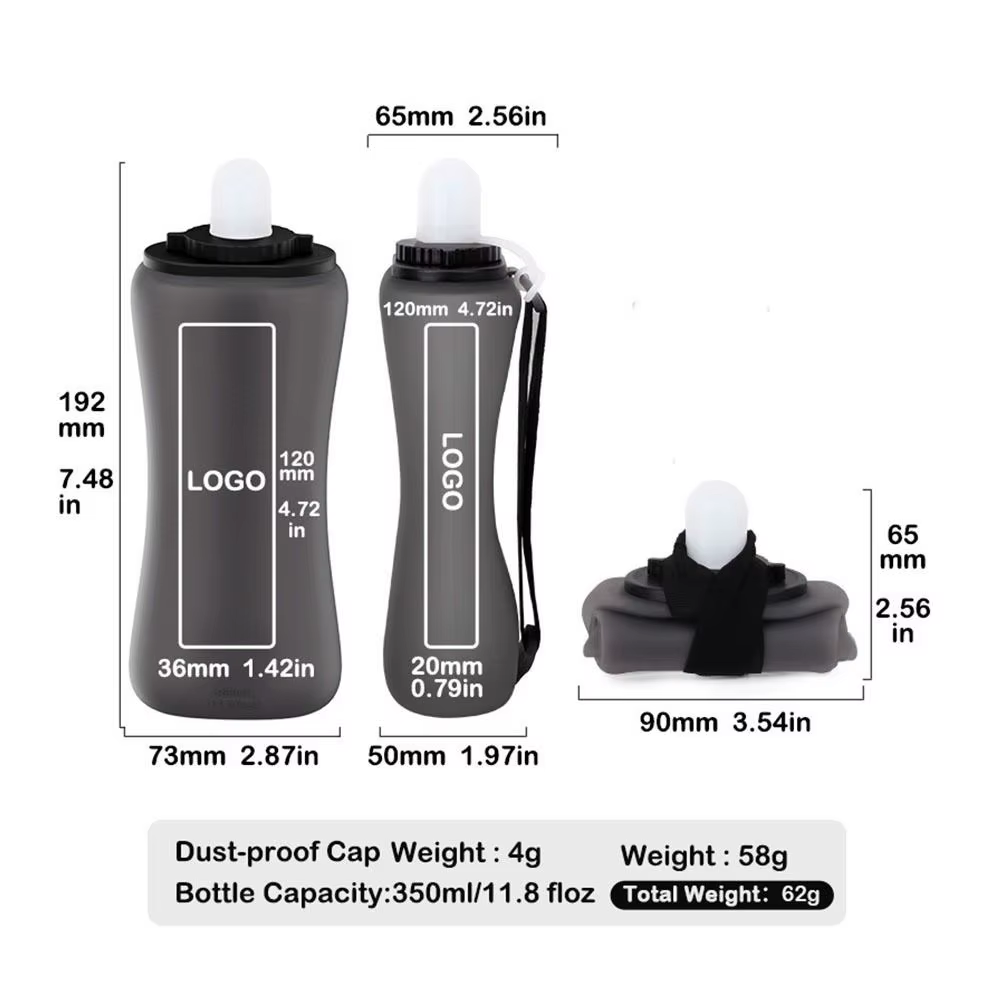 Botella Plegable Deportiva 350 ml Silicona – A Prueba de Fugas y Calor