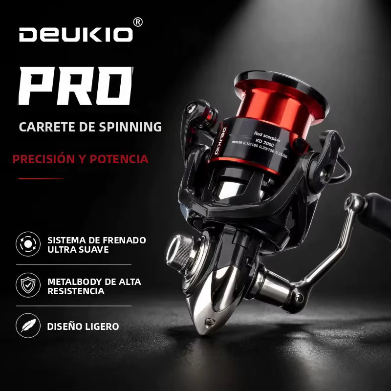 Carrete Spinning DEUKIO con Bobina Metálica para Agua Dulce y Salada