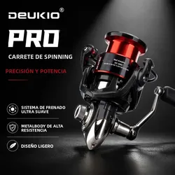Carrete Spinning DEUKIO con Bobina Metálica para Agua Dulce y Salada
