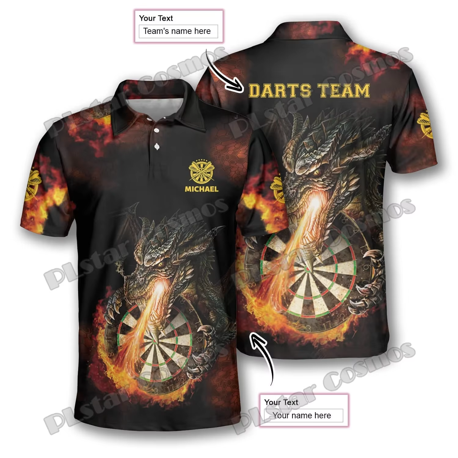 Dragon Fire Polo estampado 3D para hombre — verano premium - imagen 4