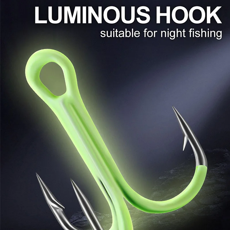 WEIH Anzuelo triple luminoso de acero alto carbono para señuelos - imagen 3
