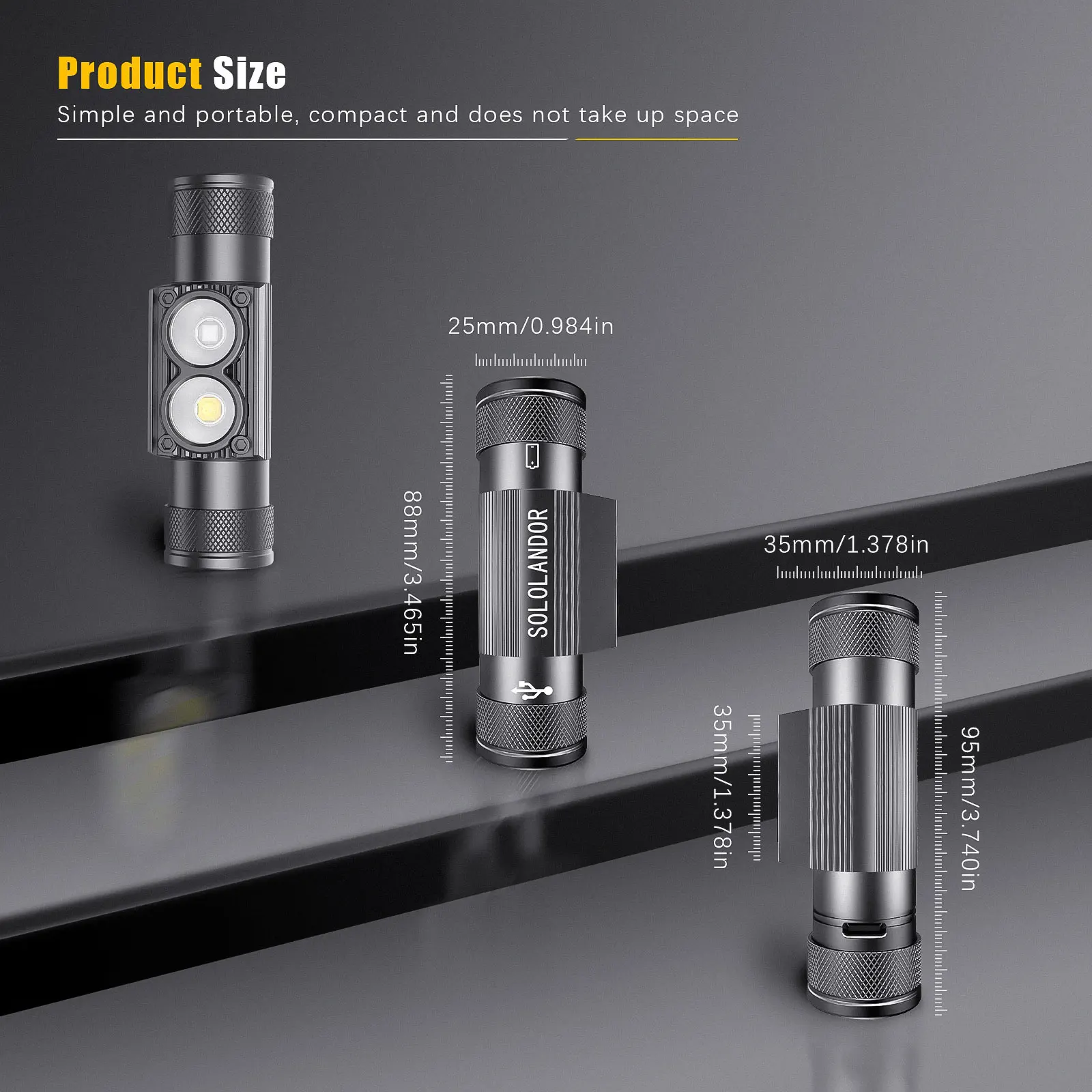 Linterna frontal LED recargable USB Tipo-C con luz blanca y azul - imagen 2