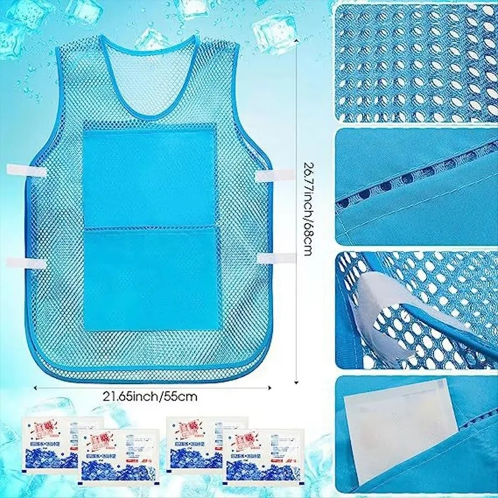 Chaleco refrigerante con bolsas de hielo y tiras reflectantes