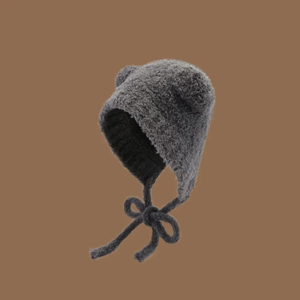 Gorro de lana con orejeras oso cálido con cordones ajustables - imagen 2